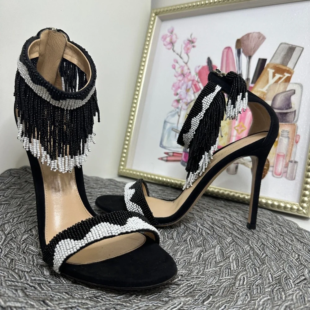 Gianvito Rossi Beaded And Suede heels. - Picture 10 of 14